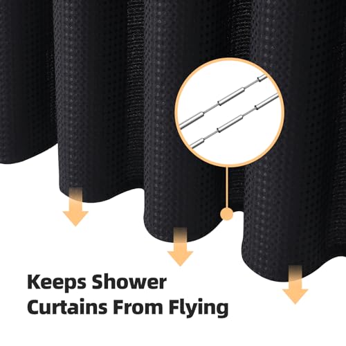 LaCyan 3 in 1 Waterproof Waffle Weave Shower Curtain and Clear Liner Set with 12 Stainless Steel Hooks Double Sided for Bathroom 72 Inches Heavy Duty Polyester Fabric Shower Curtains 72x72