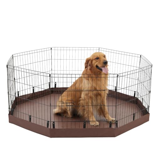 PJYuCien Dog Playpen Mesh Top Cover, Fits 24 Inch 8 Panels Regular Octagon Metal Exercise Pet Playpen, Adhesive Tape Connections, Blue (Note: Cover Only, Playpen Not Included !!!)…