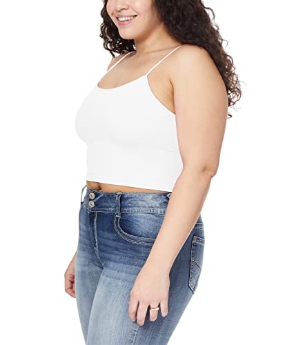WallFlower Women's Carson Insta Smooth Seamless Shelf Bra Camisole 2-Pack (Standard and Plus), Black Night/Snow White, Small