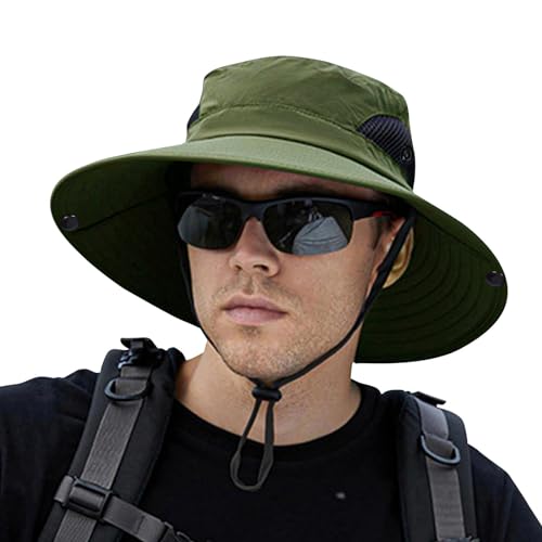 ZOORON Sun Hats for Men Women, Fishing Bucket Hats, Wide Brim UV Protection Waterproof Breathable Boonie Hats (1Pack-Army Green)