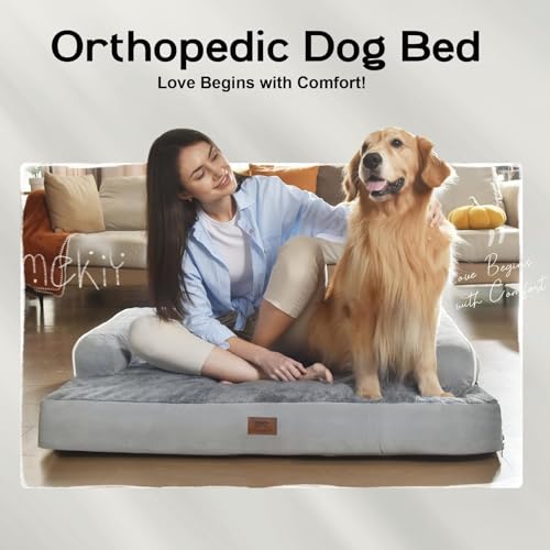 Orthopedic Large Dog Bed Washable, Orthopedic Dog Bed with Washable Removable Cover, XLarge Orthopedic Dog Beds for Large Dogs, Waterproof Pet Beds and Non-Slip Bottom, Extra Purple Large Dog Bed