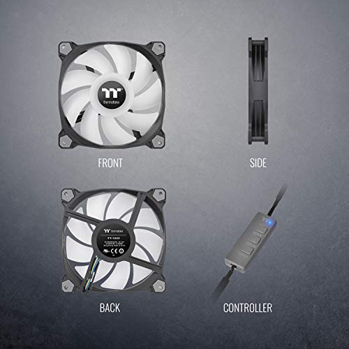 Thermaltake Pure Duo 120mm 16.8 Million RGB Color 5V ARGB Motherboard Sync 2 Light Rings 18 Addressable LED 9 Blades Hydraulic Bearing White Case/Radiator Fan CL-F097-PL12SW-B