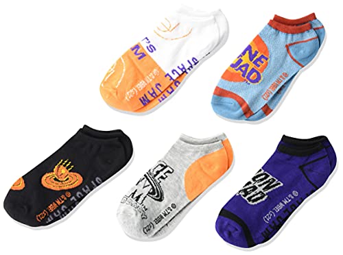 Space Jam unisex-kid's New Legacy 5 Pack No Show Socks, Black Multi, 6-8.5