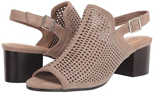 Bella Vita Women's Emmalyn Heeled Sandal, Almond Suede Leather, 7 Wide