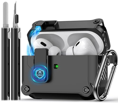 Pohgelan Compatible with AirPods Pro 2nd/1st Generation Case Cover,Automatic Snap Switch Secure for iPod Pro Charging Case (USB-C/Lightning Cable) (2023/2022/2019)
