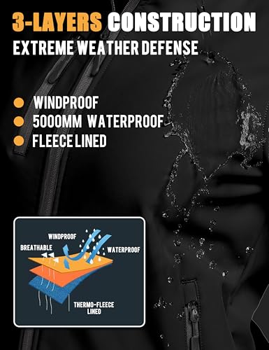 Little Donkey Andy Women’s Softshell Jacket, Ski Snowboarding Jacket with Removable Hood, Fleece Lined Black XS