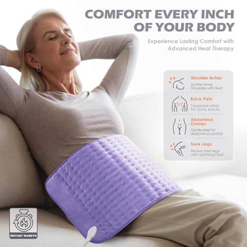 Heating Pad for Back Pain Cramps Relief - Electric Heating Pad for Neck/Shoulder/Muscle Pain - 6 Heat Settings, Auto Off, Moist Heat Options, Machine Washable, Christmas Gifts for Women,Mom,Sister -XL