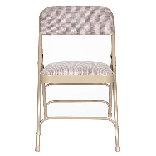 OEF Furnishings Premium Fabric Upholstered Steel Folding Chairs, 4 Pack, Beige