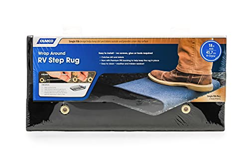 Camco Wrap Around RV Step Rug | 17.5" x 18" | Black | 42904