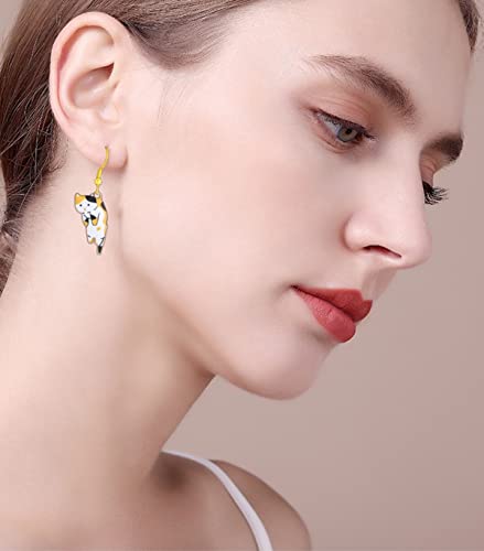 Lezmoii Cute Dangle Anime Cat Earrings for Women Fun Animal Earrings Set (Cat A)