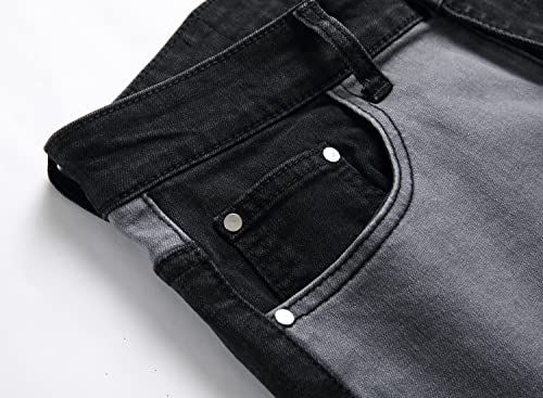 AITITIA Men's Ripped Regular Fit Jeans (30, 3016 Black)
