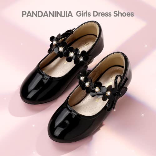 PANDANINJIA Girls Dress Shoes Kids Toddler Heels Pumps Flower Girl Mary Jane School Wedding Party Princess Shoes (Pink Glitter, 4 M US Big Kid)