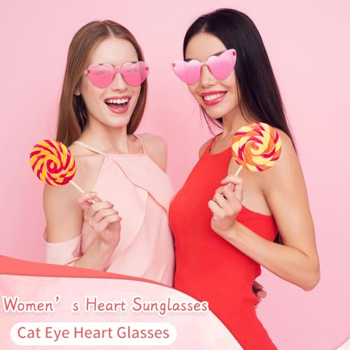 Salfboy 100 Pairs Heart Shaped Sunglasses for Women Heart Sunglasses Bulk Cat Eye Glasses for Bachelorette Party Favors