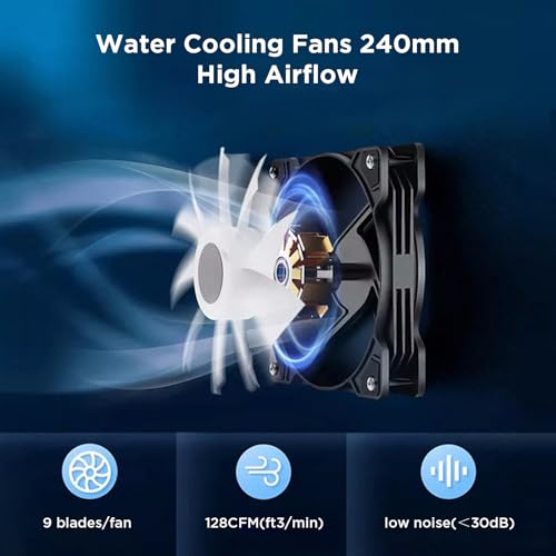 CPU Liquid Cooler CPU Water Cooler 240mm Aio CPU Cooler Liquid CPU Cooling, Compatible with AMD Intel LGA RGB - Black