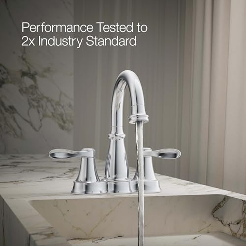 KOHLER 27378-4K-BN Bellera Centerset 4 inch Bathroom Faucet with Pop-Up Drain Assembly, 2-Handle Bathroom Sink Faucet, 1.0 gpm, Vibrant Brushed Nickel