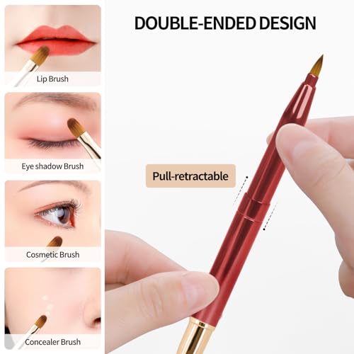 Unaone [2 Pack] Lip Brush for Lipstick, Retractable Lip Brushes, Dual-ended Makeup Brush for Lipstick Lip Gloss, Include Lid