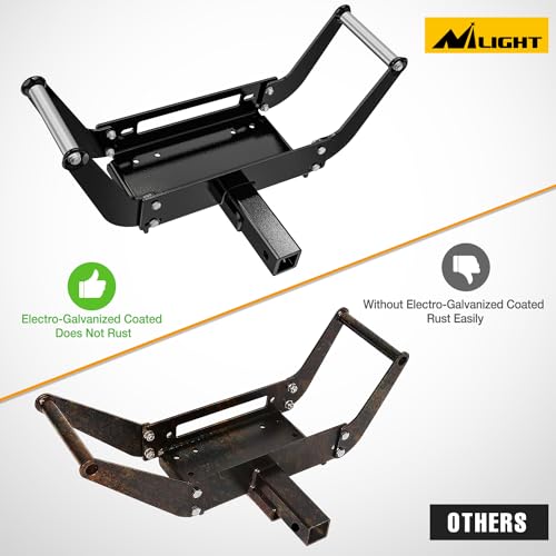 Nilight Winch Cradle Universal Mount Plate 10 x 4 1/2" Winch Bracket Winch Mounting 2 Inch Receiver Hitch 8000-13,000 Lb Capacity Recovery Winches Foldable, 2 Years Warranty