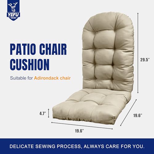 YEFU Adirondack Chair Cushion, Rocking Chair Cushions High Back, Thickened Patio Chair Pad for Indoor and Outdoor, 49x20x5 Inch, Beige