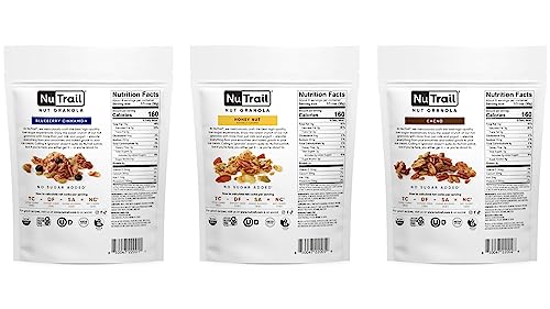 NuTrail Nut Granola Cereal, Variety Pack, No Sugar Added, Keto, Low Carb, Gluten Free, Grain Free, Healthy Breakfast 8 oz. 3 Count
