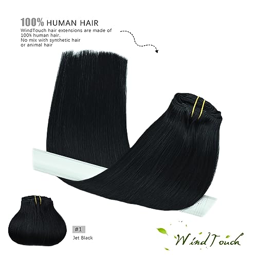 WindTouch Clip in Hair Extensions Real Human Hair #60 Platinum Blonde Hair Extensions 15Inch 70g 7pcs Blonde Human Hair Clip in Extensions Straight Clip in Hair Extensions