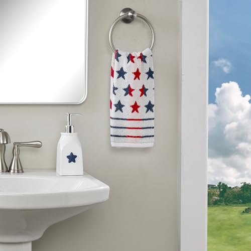 SKL Home Patriotic 4th of July America Script Hand Towel Set, Navy