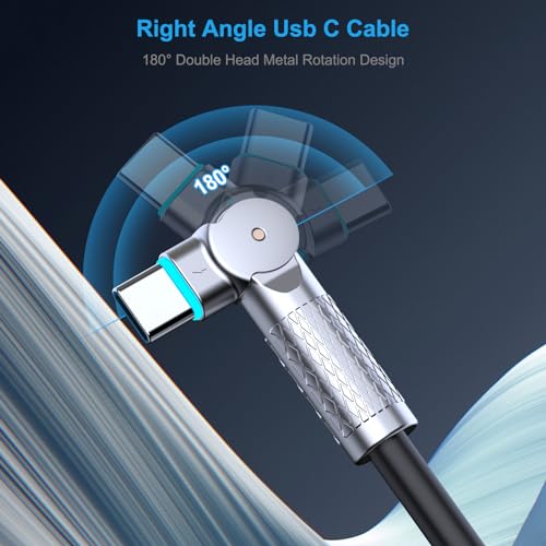 USB C to USB C Cable 240W 10FT, 180° Rotating Head with LED Type C Charger Cable Fast Charge for iPhone 15/15Pro/15Plus/15ProMax,MacBook Air,iPad Pro,Pixel,Samsung Galaxy S23/S24 Ultra-Black