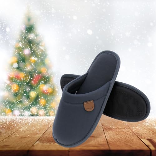 WALKFUN Comfortable House Slippers for Men Full Toe Comfortable Indoor Slip on Warm Slides Sandals with Memory Foam for Bedroom,Indoor Home(Coffee 11-12)