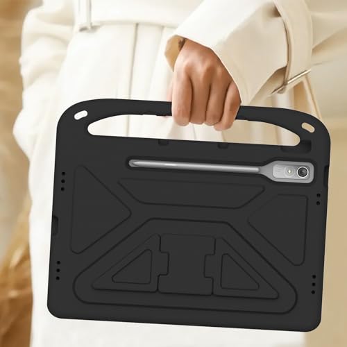 DWaybox Tablet Case for Lenovo Tab P12/Lenovo Xiaoxin Pad Pro 12.7 inch TB370FU, [Kids Friendly], Lightweight EVA Shockproof Handle Stand Protective Cover -Black