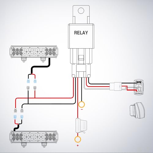 Nilight LED Light Bar Wiring Harness Kit 12AWG Heavy Duty 12V 5Pin Rocker Switch Laser On Off Waterproof Switch Power Relay Blade Fuse-2 Lead (10038W)