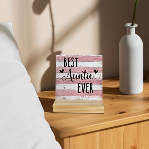 Aunt Gifts,Aunt Gifts From Niece,Aunt Gifts From Nephew,Best Aunt Gifts,Best Auntie Ever Wooden Sign, Best Aunt Wooden Signs For Home Decor