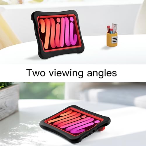 LeiJue Kids Case for iPad Mini 7 (A17 Pro) 2024 /iPad Mini6 2021, Light Weight Heavy Duty/Shockproof/Drop Proof with Handle/Kickstand, Child Friendly Cover for iPad Mini 7th/6th Gen 8.3inch (red)