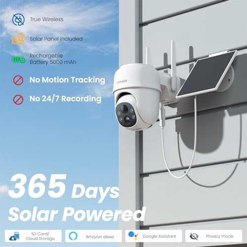 Cinnado Security Cameras Wireless Outdoor-2K Cameras for Home Security Outside Solar/Battery Powered 2.4G WiFi, 360° Color Night Vision, 2 Way Audio, PIR Human Detection, Works with Alexa/Google Home