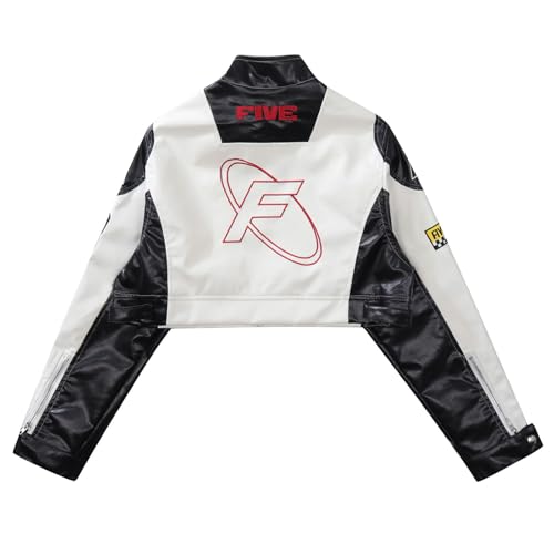 Aelfric Eden Cropped Leather Jacket Women PU Crop Moto Biker Racing Trendy Fashion Casual Coats