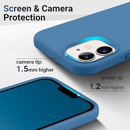 AOTESIER Compatible with iPhone 12 and iPhone 12 Pro Case 6.1 inch,Silky Touch Premium Soft Liquid Silicone Rubber Anti-Fingerprint Full-Body Protective Flexible Bumper Case (Navy Blue)