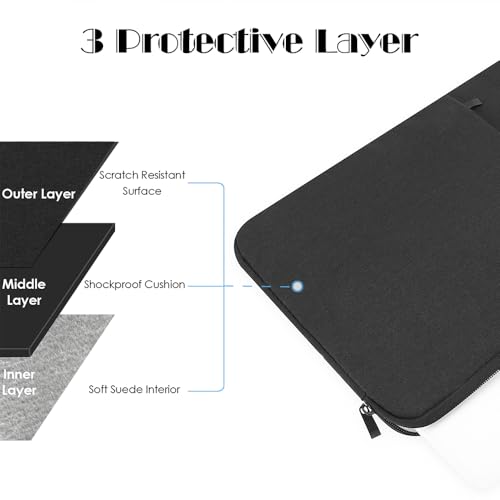 ProElife 13-Inch Laptop Sleeve Case for 2025-2022 MacBook Air 13.6 inch with M4 M3 M2 Chip and MacBook Pro 13'' M2 Chip Accessory Traveling Carrying Bag Water-Resistant Cover Simple Case (Black)