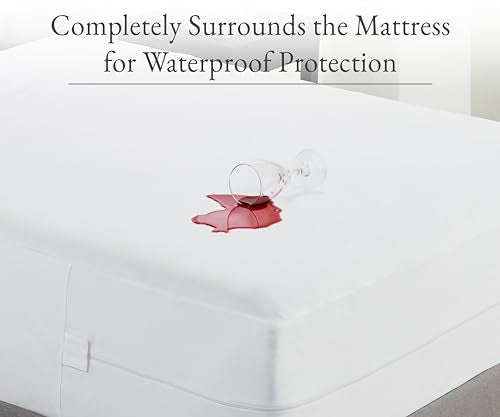 California Design Den 100% Waterproof Zippered Mattress Encasement - Twin Mattress Cover - 6 Sided Protection - Premium Quality, Breathable and Durable Twin Box Spring Cover (White)