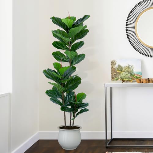 YEPDIN Artificial Fiddle Leaf Fig Tree 5FT Faux Fiddle Leaves Fig Tree Artificial Plants in Pot for Indoor Outdoor Fake Tree Plants