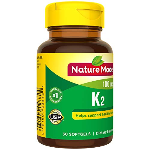 Nature Made Vitamin K2 100 mcg, Healthy Bone Supplements, 30 Softgels, 30 Day Supply