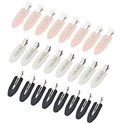 Wobe 24 Pcs No Bend Hair Clips Pin Curl Creaseless Clips No Crease Hair Clip for Hairstyle Bangs Finger Waves Makeup Application Hairdressing Hairpins Styling Clips for Hair Salon Black Pink White