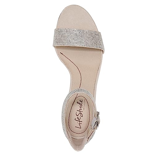 LifeStride Womens Averly Glitz Dress Heeled Sandal, Almond Milk Sparkle, 9 US