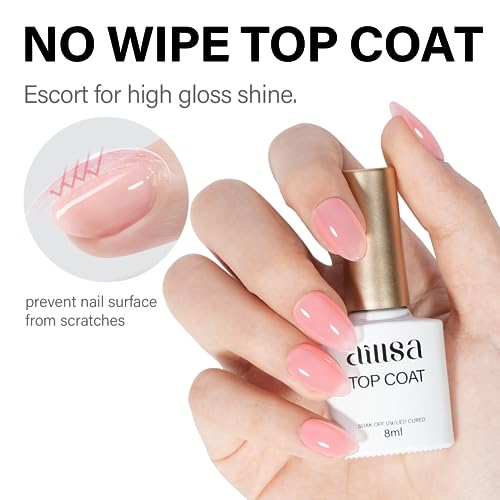 AILLSA Gel Nail Kit XS Almond Nail Tips 240pcs with Nail Glue Base Top Coat and Nail Dehydrator, All-In-1 Beginner Red White Gel Polish Kit with Mini Nail Light for Christmas