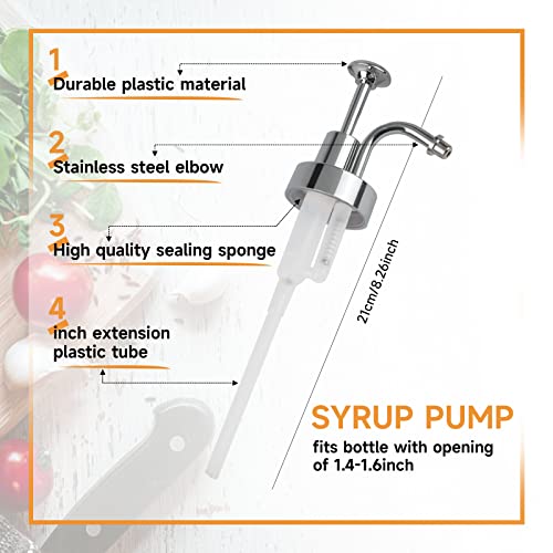 Coffee Syrup Pump, 4PCS Syrup Pump Compatible with Coffee Syrup Dispenser, Simple Design Coffee Syrup Dispenser Pump Suitable for Multiple Types of Bottles (Black+Silver)