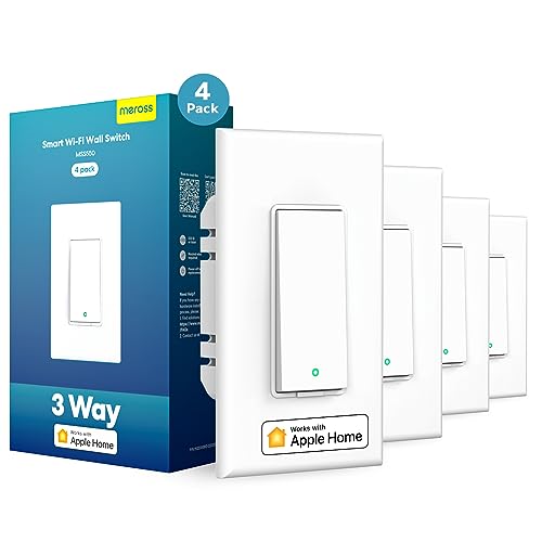 meross Smart Light Switch 2 Pack Supports Apple HomeKit, Siri, Alexa, Google Assistant & SmartThings, 2.4GHz Wi-Fi Single Pole Light Switch, Neutral Wire Required, No Hub Required