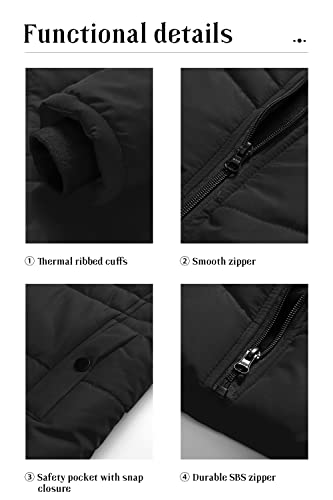 Pursky Little Girl's Clothes Water Resistant Winter Coat Thicken Fleece Lined Puffer Outerwear Jackets Black 4-5