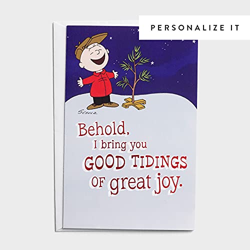 DaySpring - Peanuts - Good Tidings Great Joy - 50 Bulk Christmas Cards, KJV (J4792), Multi