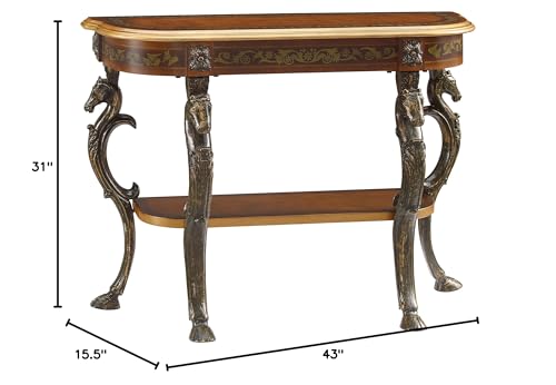 Powell Furniture Masterpiece Floral Demilune Powell Console Table, Brown and Gold 42 x 31.5 x 15.5