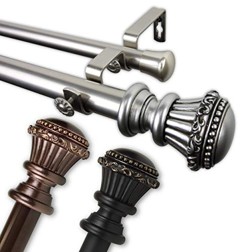 Rod Desyne 1" Chance Double Curtain Rod, 28-48 inch, Black