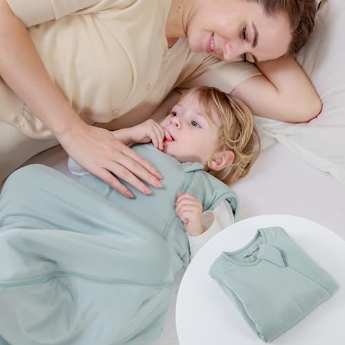 Mosebears Unisex Baby Sleep Sack 1.0 TOG, Supersoft Rayon Made from Bamboo Wearable Blanket with 2-Way Zipper (Blush,0-6 Months)