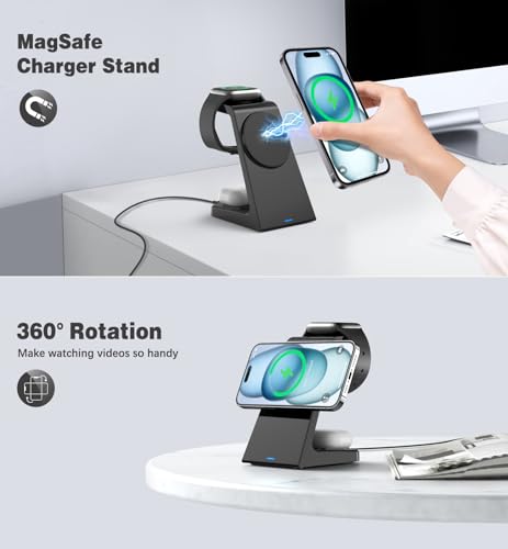 3 in 1 Magnetic Wireless Charging Station Apple 20W Mag-Safe Charger Stand Magnetic Wireless Charger for iPhone 15 14 13 12 Pro/Pro Max/Plus/Mini AirPods 2/3/Pro iWatch Ultra/8/7/SE/6/5/4/3/2