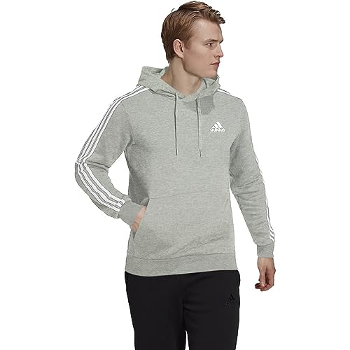 adidas Men's Essentials Fleece 3-stripes Hoodie, Medium Grey Heather, 3X-Large Tall